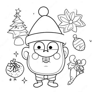 Festive Spongebob With Santa Hat Coloring Page 44794-35765