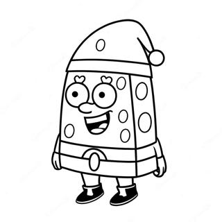 Festive Spongebob With Santa Hat Coloring Page 44794-35766