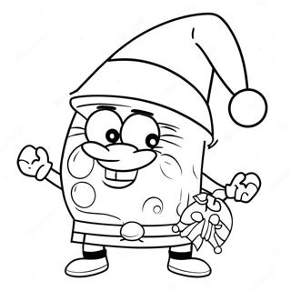 Festive Spongebob With Santa Hat Coloring Page 44794-35767