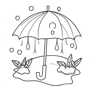 Cozy Umbrella Under Rain Coloring Page 44814-35783