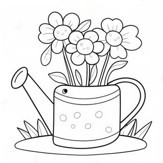 Cute Watering Can With Flowers Coloring Page 44834-35798