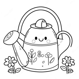 Cute Watering Can With Flowers Coloring Page 44834-35800