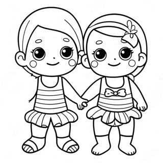 Cute Kids In Colorful Swimsuits Coloring Page 44844-35805