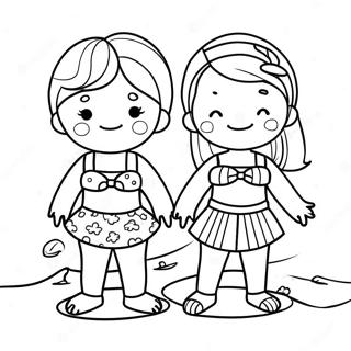 Cute Kids In Colorful Swimsuits Coloring Page 44844-35806