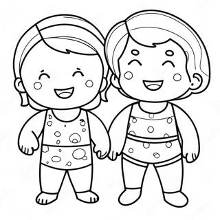 Cute Kids In Colorful Swimsuits Coloring Page 44844-35807