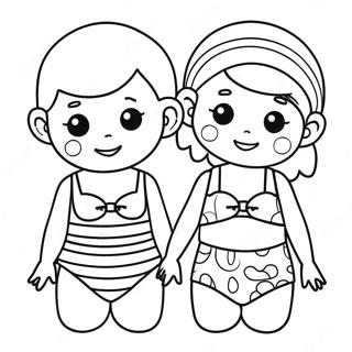 Cute Kids In Colorful Swimsuits Coloring Page 44844-35808