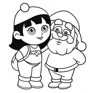 Dora With Santa Claus Coloring Page 44884-35837