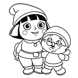 Dora With Santa Claus Coloring Page 44884-35839