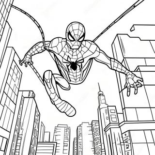 Infinity War Iron Spider Swinging Through City Coloring Page 44914-35861