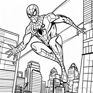 Infinity War Iron Spider Swinging Through City Coloring Page 44914-35862