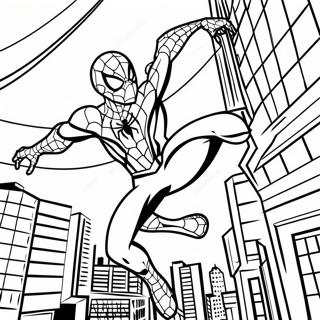 Infinity War Iron Spider Swinging Through City Coloring Page 44914-35863