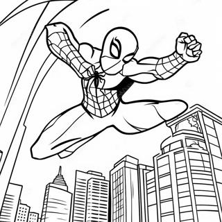 Infinity War Iron Spider Swinging Through City Coloring Page 44914-35864