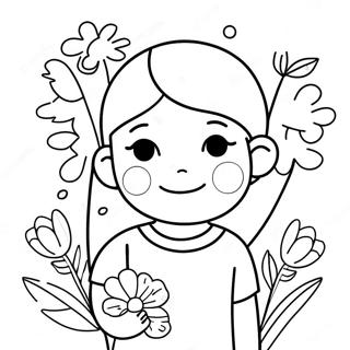 Cute Girl With Flowers Coloring Page 45004-35931