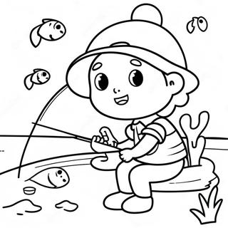 Cute Kids Fishing Coloring Page 45014-35941