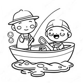 Cute Kids Fishing Coloring Page 45014-35943