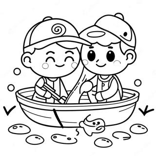 Cute Kids Fishing Coloring Page 45014-35944