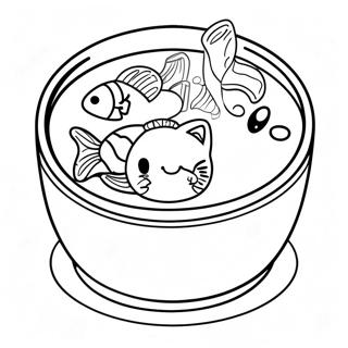 Cat Food Bowl With Fish Coloring Page 45023-35945