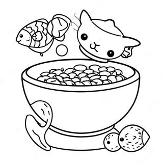 Cat Food Bowl With Fish Coloring Page 45023-35947