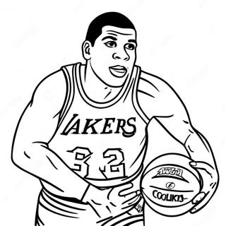 Magic Johnson Dribbling Basketball Coloring Page 45044-35965