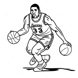 Magic Johnson Dribbling Basketball Coloring Page 45044-35966