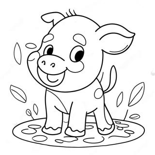 Happy Piglet Playing In The Mud Coloring Page 4507-3720