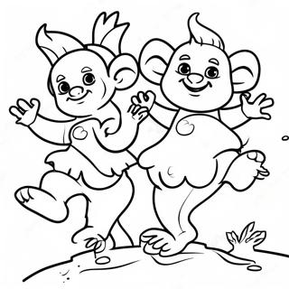 Happy Trolls Dancing Coloring Page 45114-36025