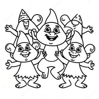 Happy Trolls Dancing Coloring Page 45114-36027