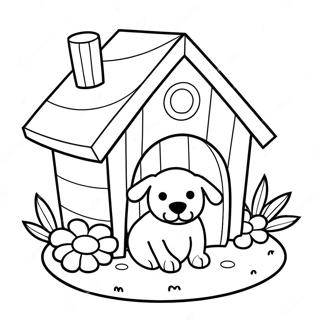 Cozy Dog House With Flowers Coloring Page 45154-36050