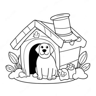 Cozy Dog House With Flowers Coloring Page 45154-36052