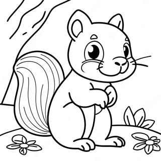 Kindergarten Cute Squirrel Coloring Page 45214-36099