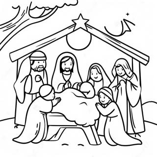 Joyful Christmas Nativity Scene Coloring Page 45254-36133