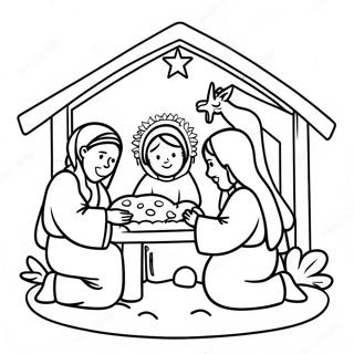 Joyful Christmas Nativity Scene Coloring Page 45254-36135