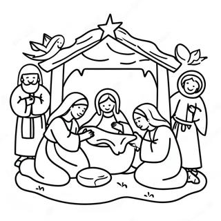 Joyful Christmas Nativity Scene Coloring Page 45254-36136