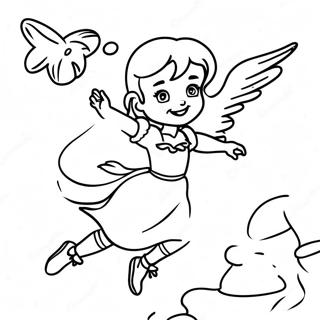 Wendy Darling Flying With Peter Pan Coloring Page 4527-3729