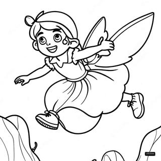 Wendy Darling Flying With Peter Pan Coloring Page 4527-3730