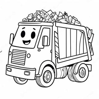 Colorful Trash Truck With Happy Kids Coloring Page 45284-36158