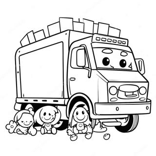 Colorful Trash Truck With Happy Kids Coloring Page 45284-36159