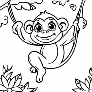 Playful Monkey Swinging From Trees Coloring Page 452-393