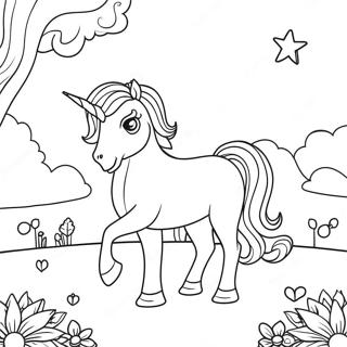 Magical Unicorn In A Dreamy Landscape Coloring Page 45324-36189