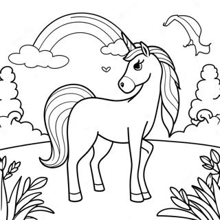 Magical Unicorn In A Dreamy Landscape Coloring Page 45324-36191