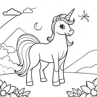 Magical Unicorn In A Dreamy Landscape Coloring Page 45324-36192