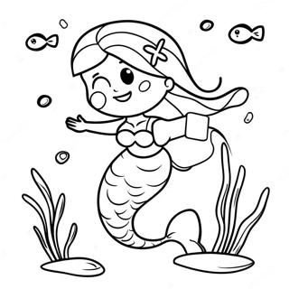 Ariel Swimming With Fish Coloring Page 45334-36197