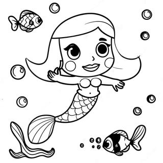 Ariel Swimming With Fish Coloring Page 45334-36198