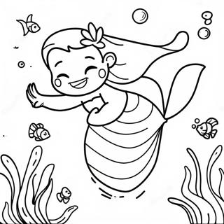 Ariel Swimming With Fish Coloring Page 45334-36199