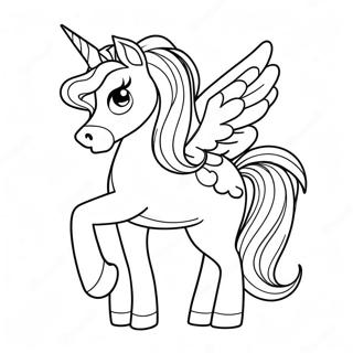 Sparkling Unicorn With Rainbow Mane Coloring Page 45394-36249