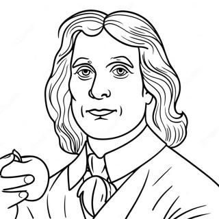 Isaac Newton With Apple Coloring Page 45414-36269