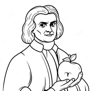 Isaac Newton With Apple Coloring Page 45414-36271