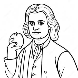 Isaac Newton With Apple Coloring Page 45414-36272