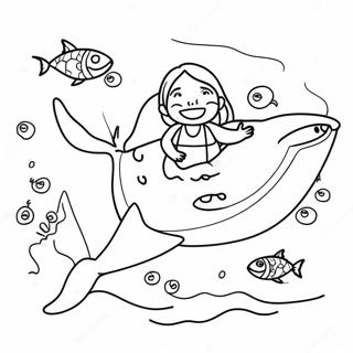 Happy Grandma Shark Swimming Coloring Page 45454-36290