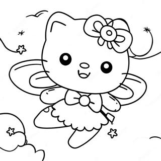 Hello Kitty Fairy Flying In The Sky Coloring Page 45483-36318